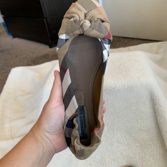Burberry Beige Nova Check Canvas Knotted Ballet Flats Sz.39 Classic Print Dhoes - Picture 15 of 15